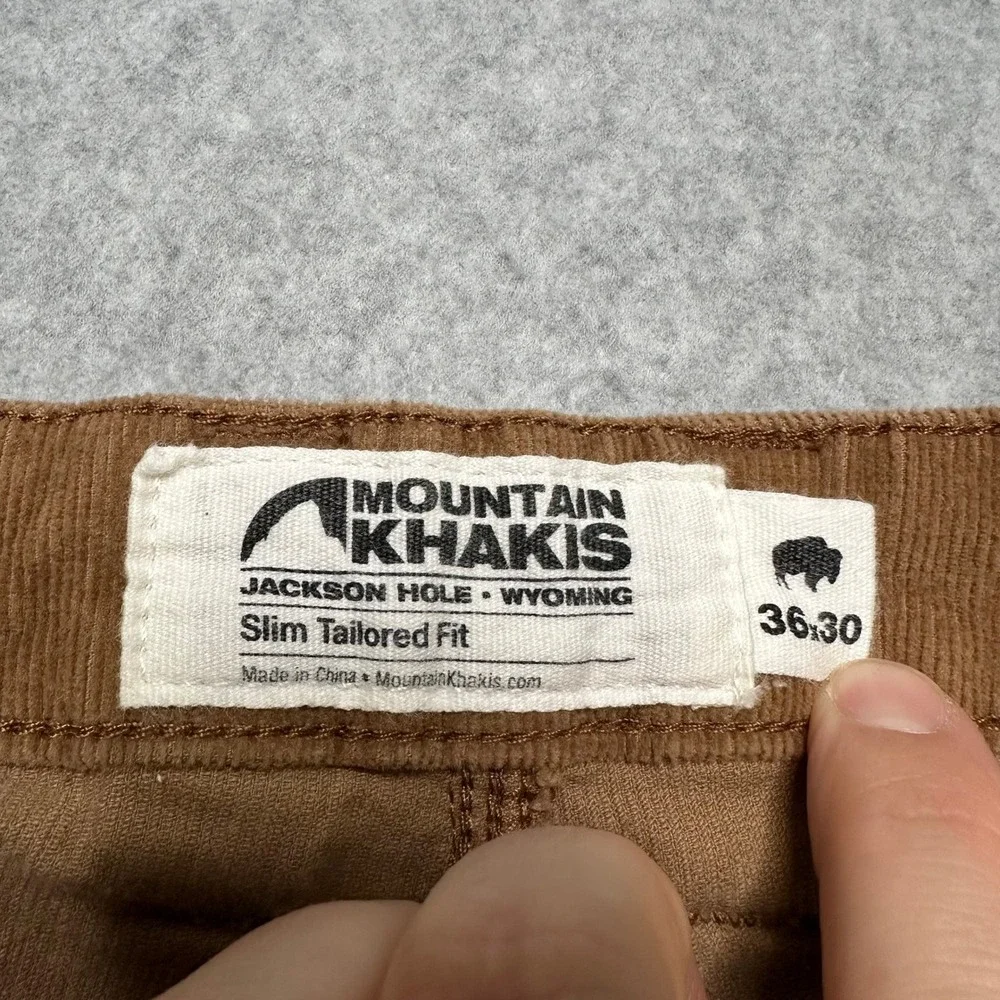 Mountain Khakis Slim Tailored Fit Corduroy Pants Mens 36x30 Brown Cotton Stretch